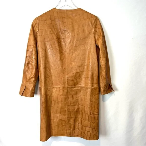 Dawn Levy brown genuine leather pockets coat XS - Picture 3 of 13